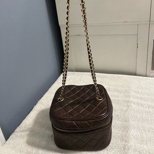 SOLD - Chanel Vintage CC Timeless Cosmetic Case - Brown Lambskin